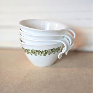 4 Piece Corelle Vintage Hook Tea/Coffee Cups Crazy Daisy Pattern